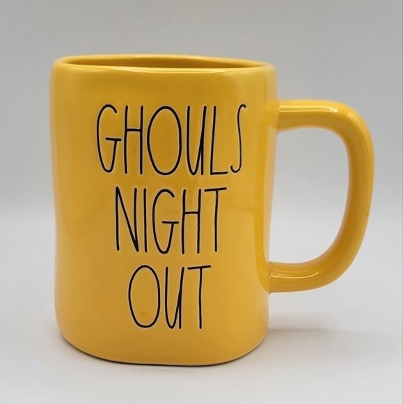 Rae Dunn Ghouls Night Out Yellow Ceramic Coffee Mug - Picture 1 of 4